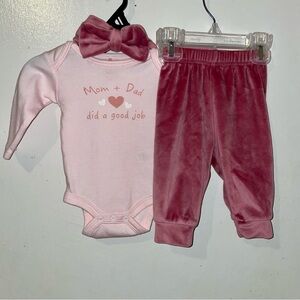 Pink Kids Matching Set with Bow